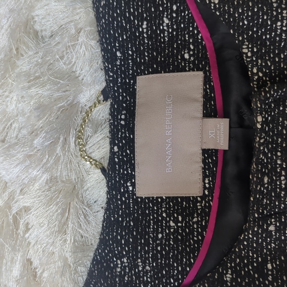 Banana Republic Colorblock Black White Tweed Coat XL - Picture 8 of 10